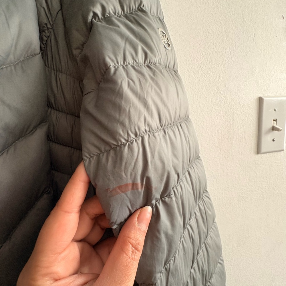 Michael Kors Light Gray Quilted Long Puffer Coat - Picture 5 of 5